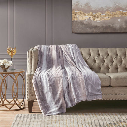 Oversized Faux Fur Throw - Grey