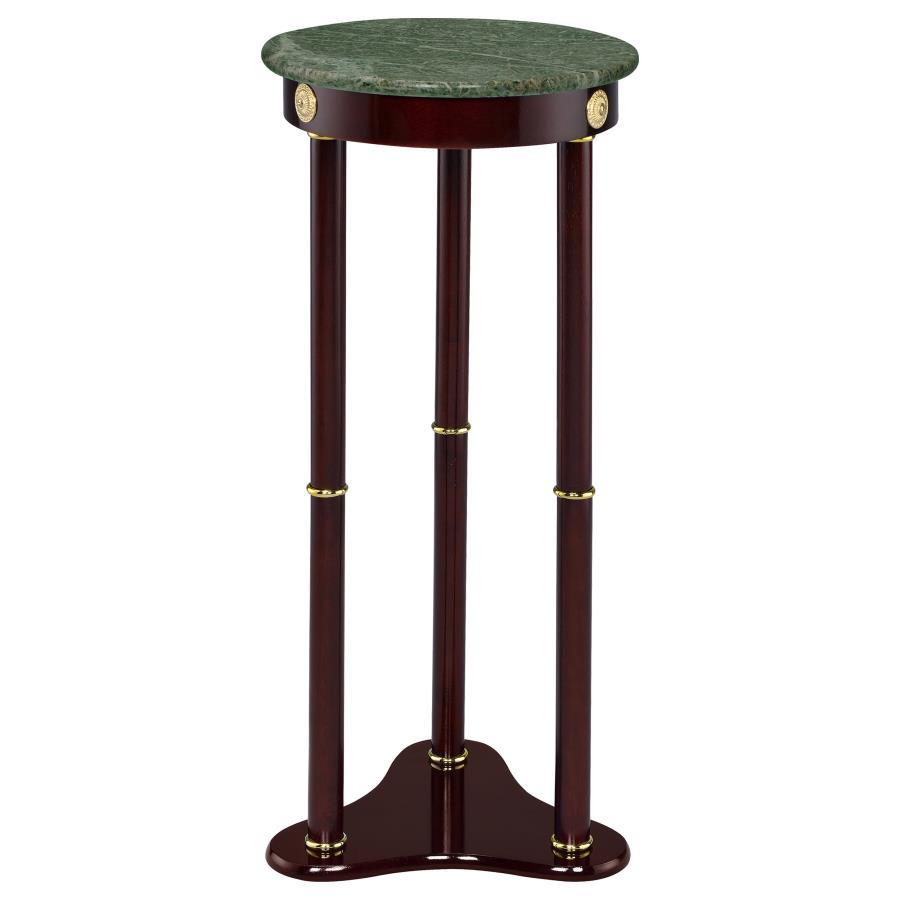 Edie - Round Marble Top Accent Side Table - Merlot