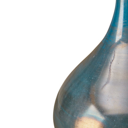 Blue And Bronze Decorative Glass Vases 3 Piece Set