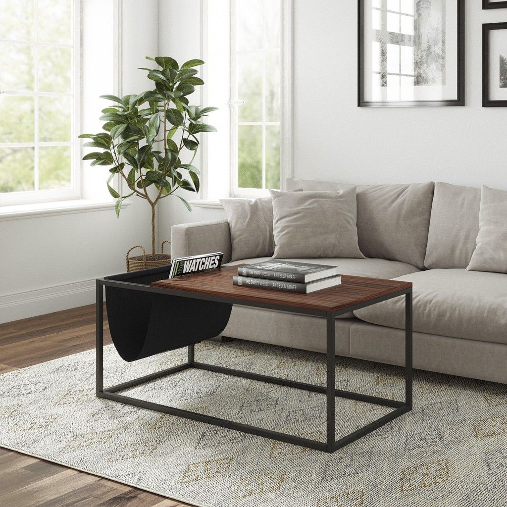 Metal Coffee Table With Shelf - Brown / Black