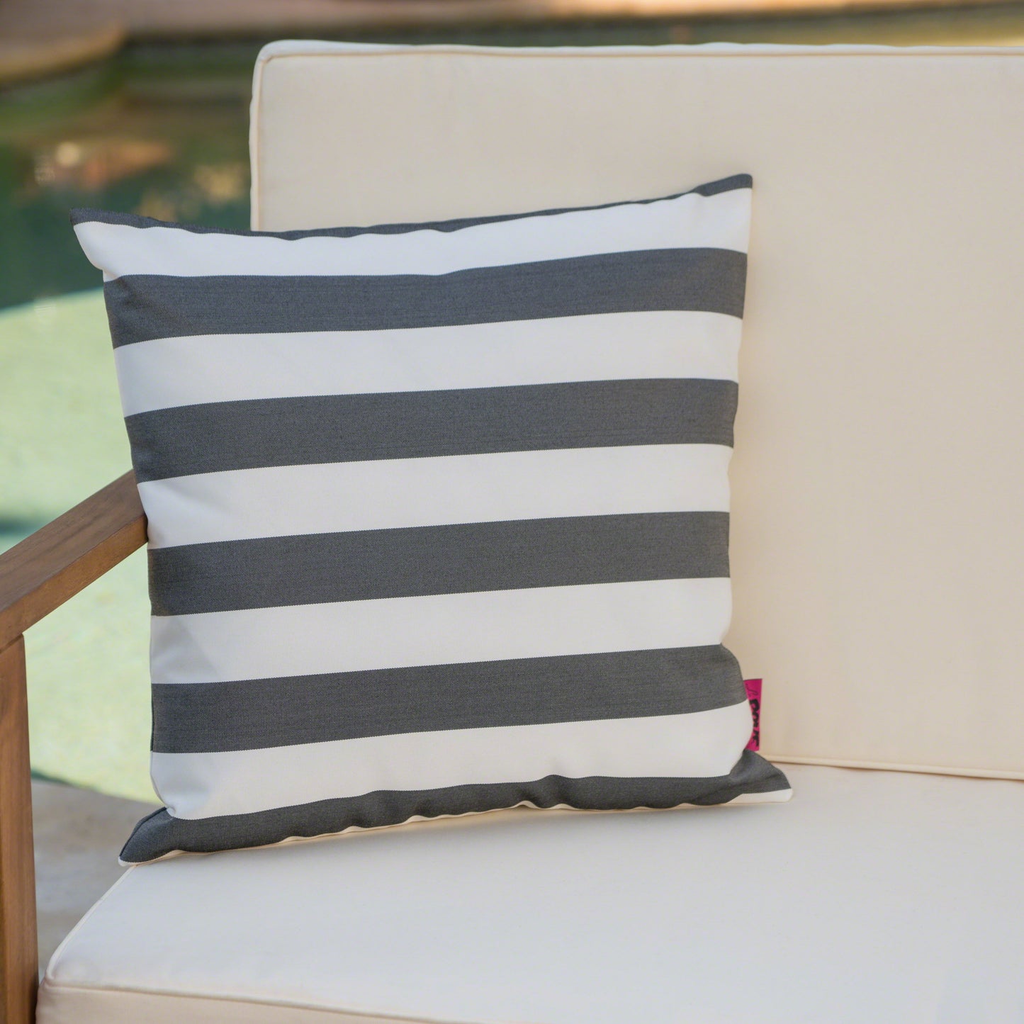 Coronado Stripe Square Pillow - Black