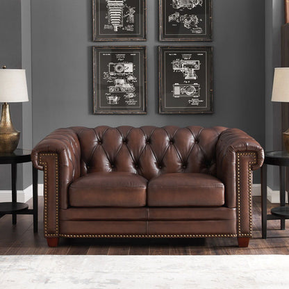 Stanwood - Leather Loveseat - Caramel