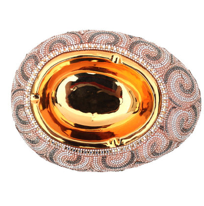 Ambrose Chrome Plated Crystal Embellished Ceramic Ashtray - Gold