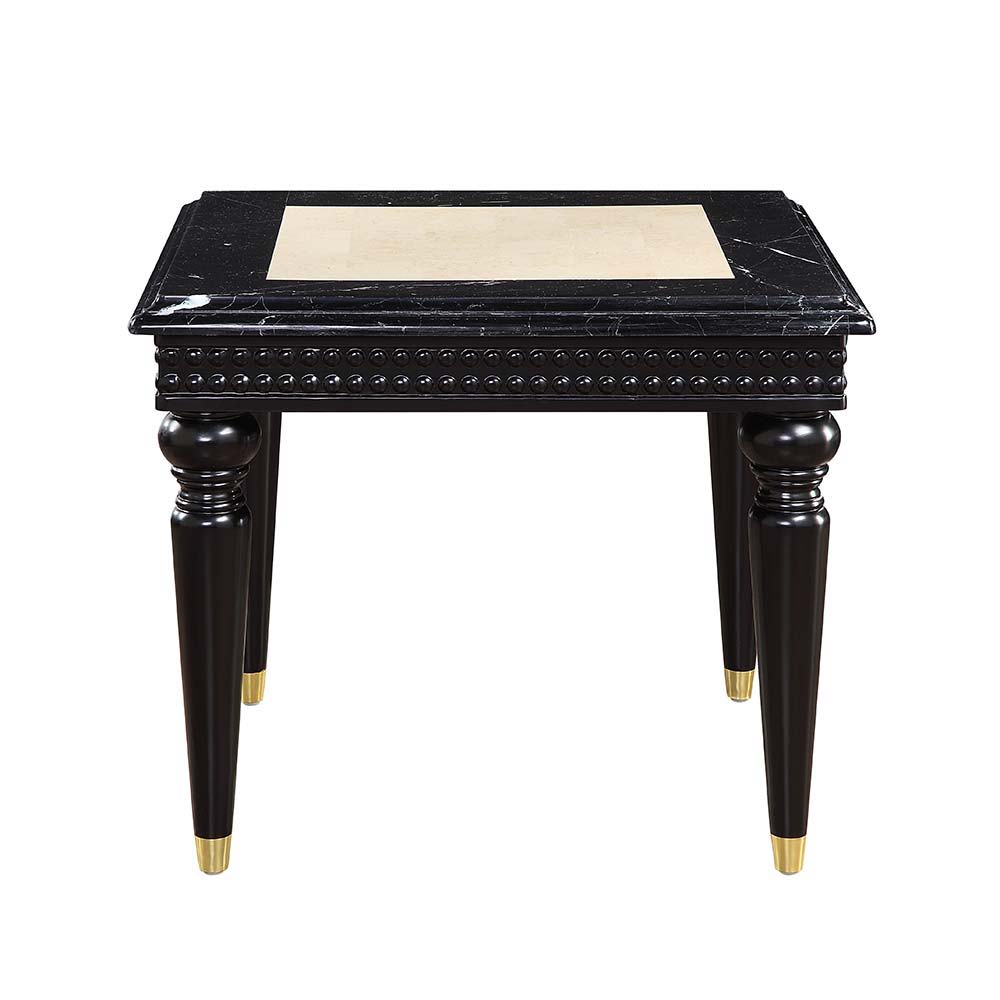 Tayden - End Table - Marble Top & Black Finish