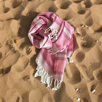 Shades Striped Design Turkish Beach Blanket - Of Pink