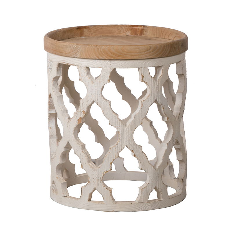 Large Distressed Side Table - White