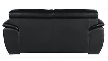 Faux Leather Love Seat - Silver / Black