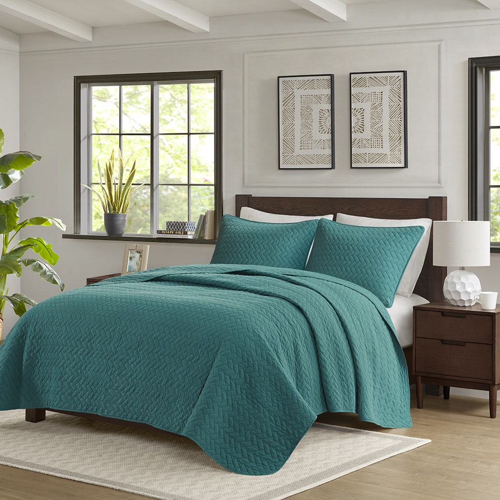 3 Piece Luxurious Oversized Quilt Set - Peacock