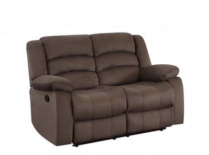 Microfiber Manual Reclining Loveseat - Brown