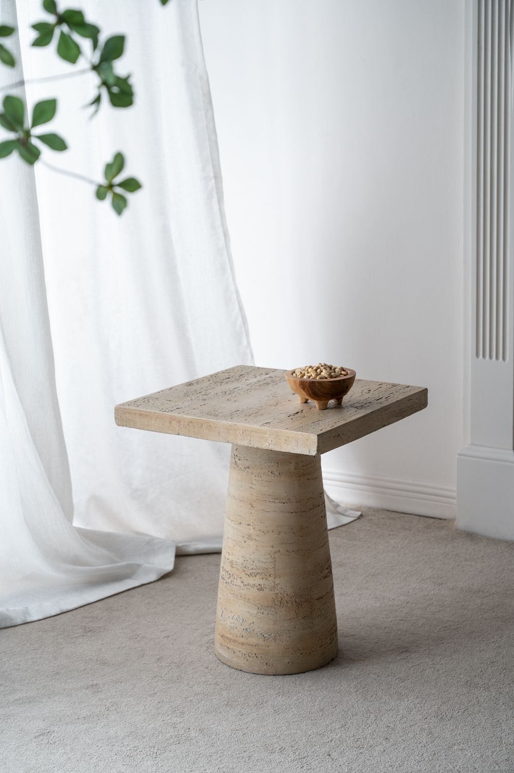 Square Side Table With Pedestal Base