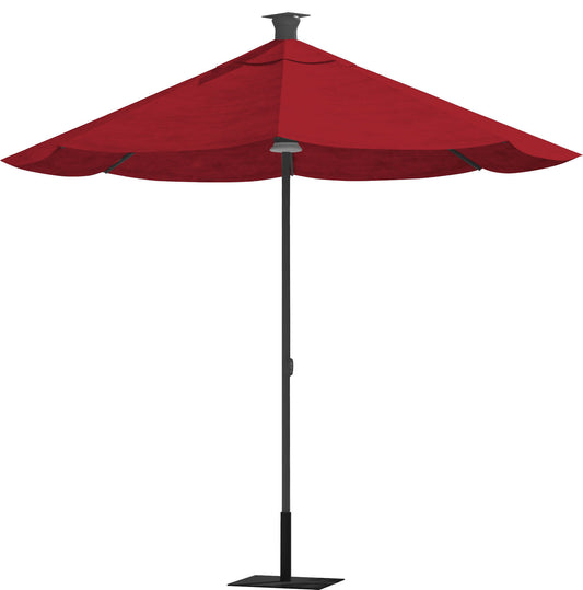 Sunbrella Octagonal Lighted Market Patio Umbrella With Usb And Solar Power - Red