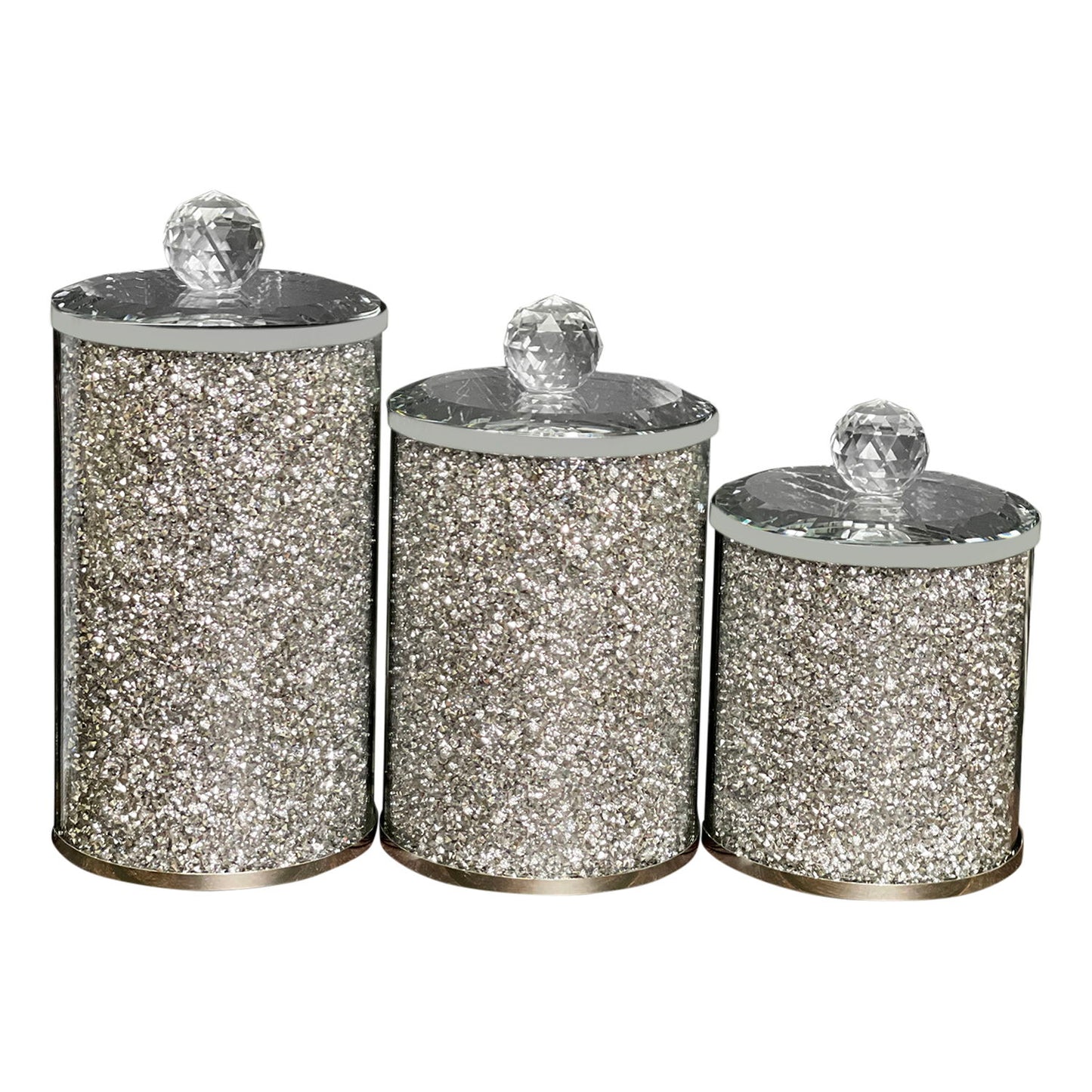 Ambrose Exquisite Three Glass Canister Set In Gift Box - Silver