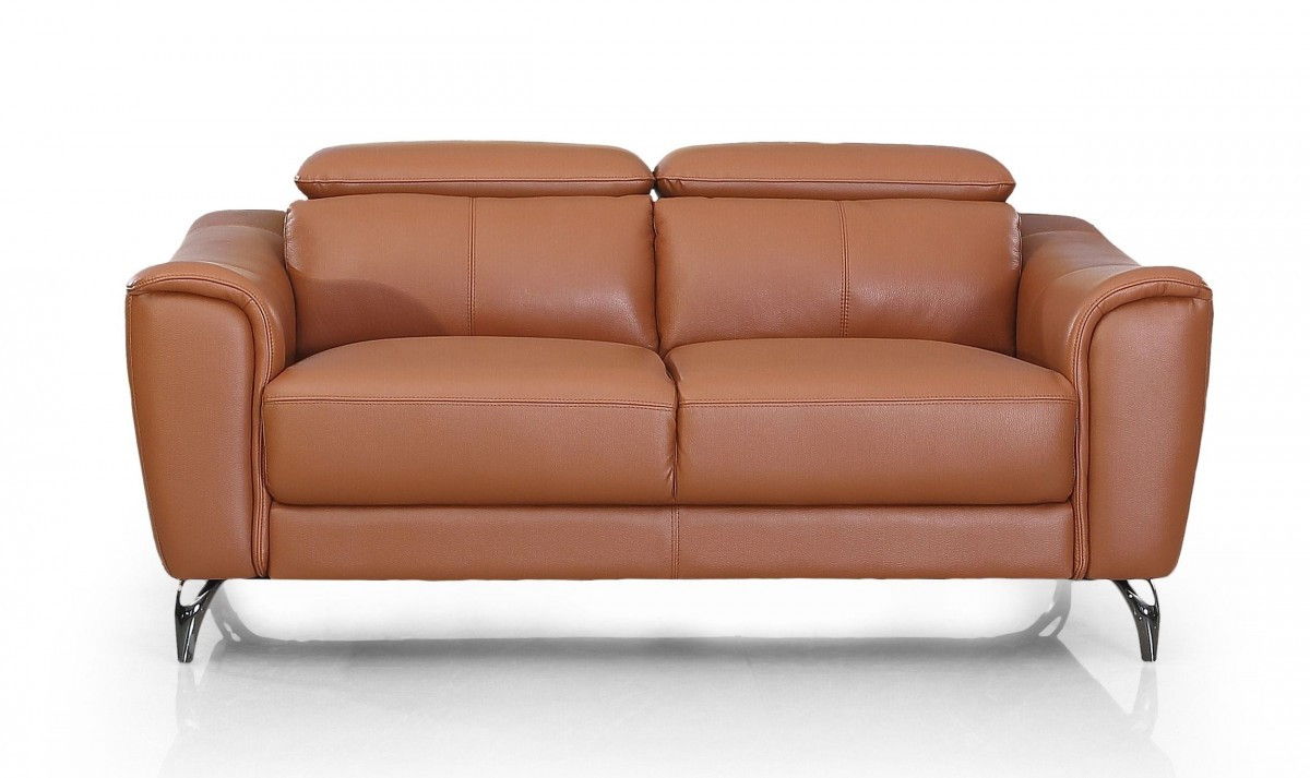 Urban Leather Adjustable Headrest Loveseat - Brown