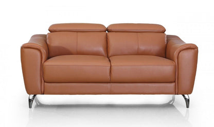 Urban Leather Adjustable Headrest Loveseat - Brown