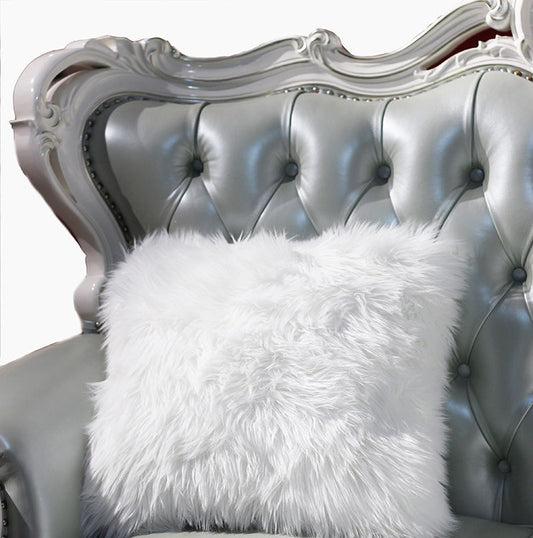 Luxury Decorative Faux Fur Pillow In White (18 In X 18 In)