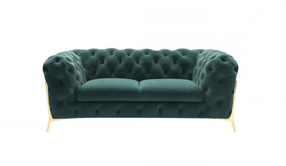 Velvet Loveseat - Emerald Green / Gold