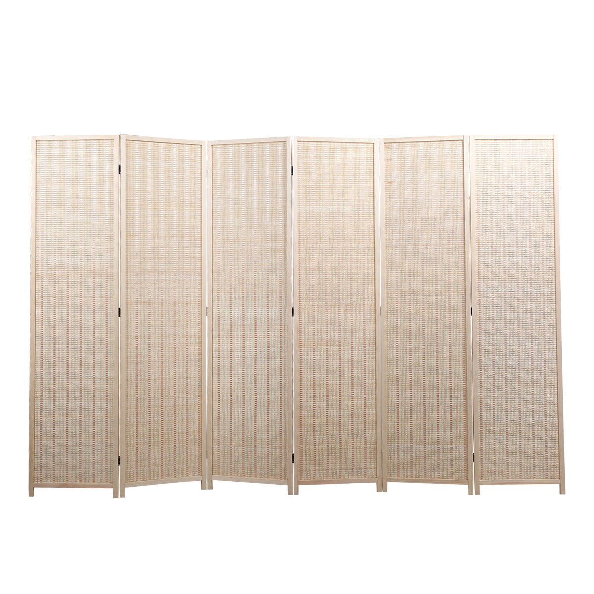 6 Panel Bamboo Room Divider, Private Folding Portable Partition Screen For Home Office Natural