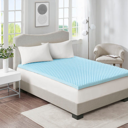 Reversible Hypoallergenic Cooling Mattress Topper All Season - Blue