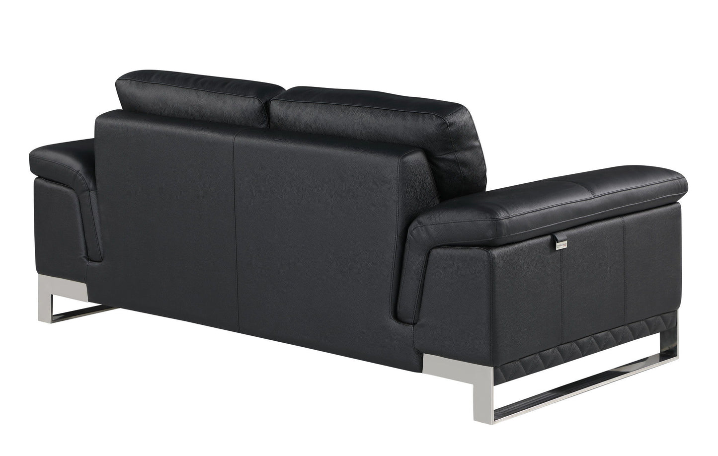 Love Seat Genuine Leather - Silver / Black