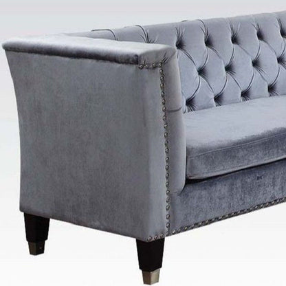 Velvet Loveseat - Blue Gray / Black