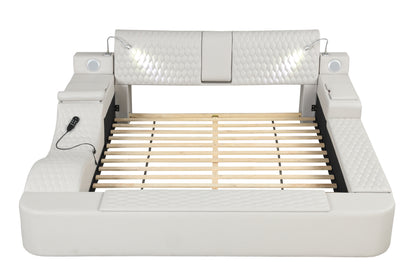 Zoya Smart Multifunctional Queen Size Bed Made with Wood in White