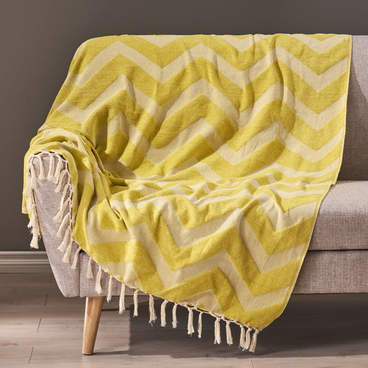 Handloom Cotton Chaneel Throw - Natural