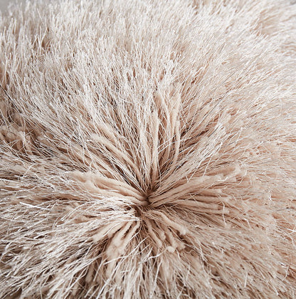 Decorative Shaggy Pillow (18 In X 18 In) - Beige