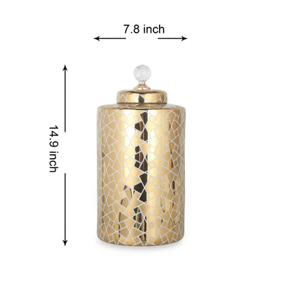 Exquisite Gold Ginger Jar With Removable Lid