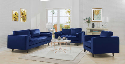 Velvet Loveseat W2 Pillows - Navy