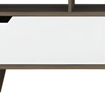 Particle Board Open Shelving TV Stand - Brown / White