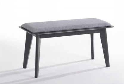 Modern Fabric Upholstered Dining Bench With Charcoal Gray Painted Wood Legs - Gray