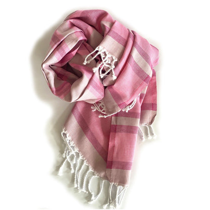 Shades Striped Design Turkish Beach Blanket - Of Pink