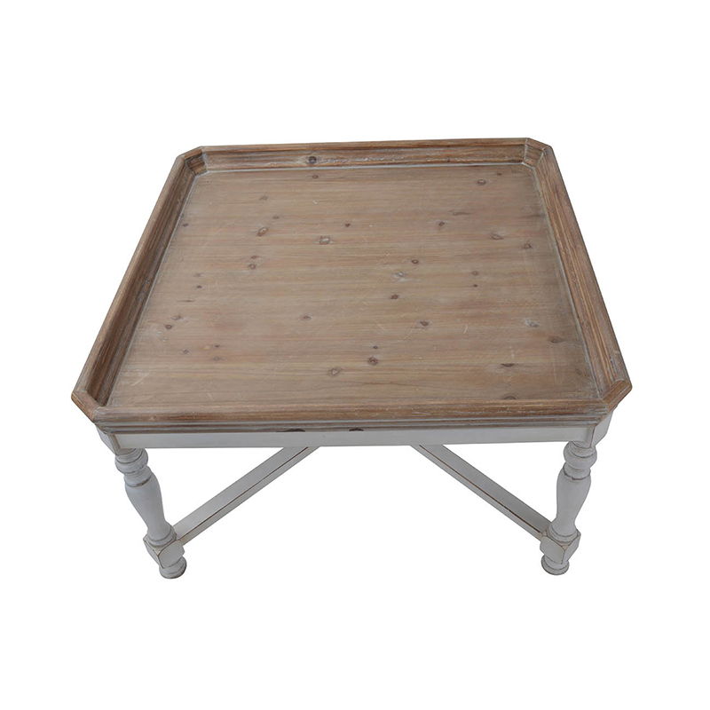 Square Alcott Table, French Countory Tray Table