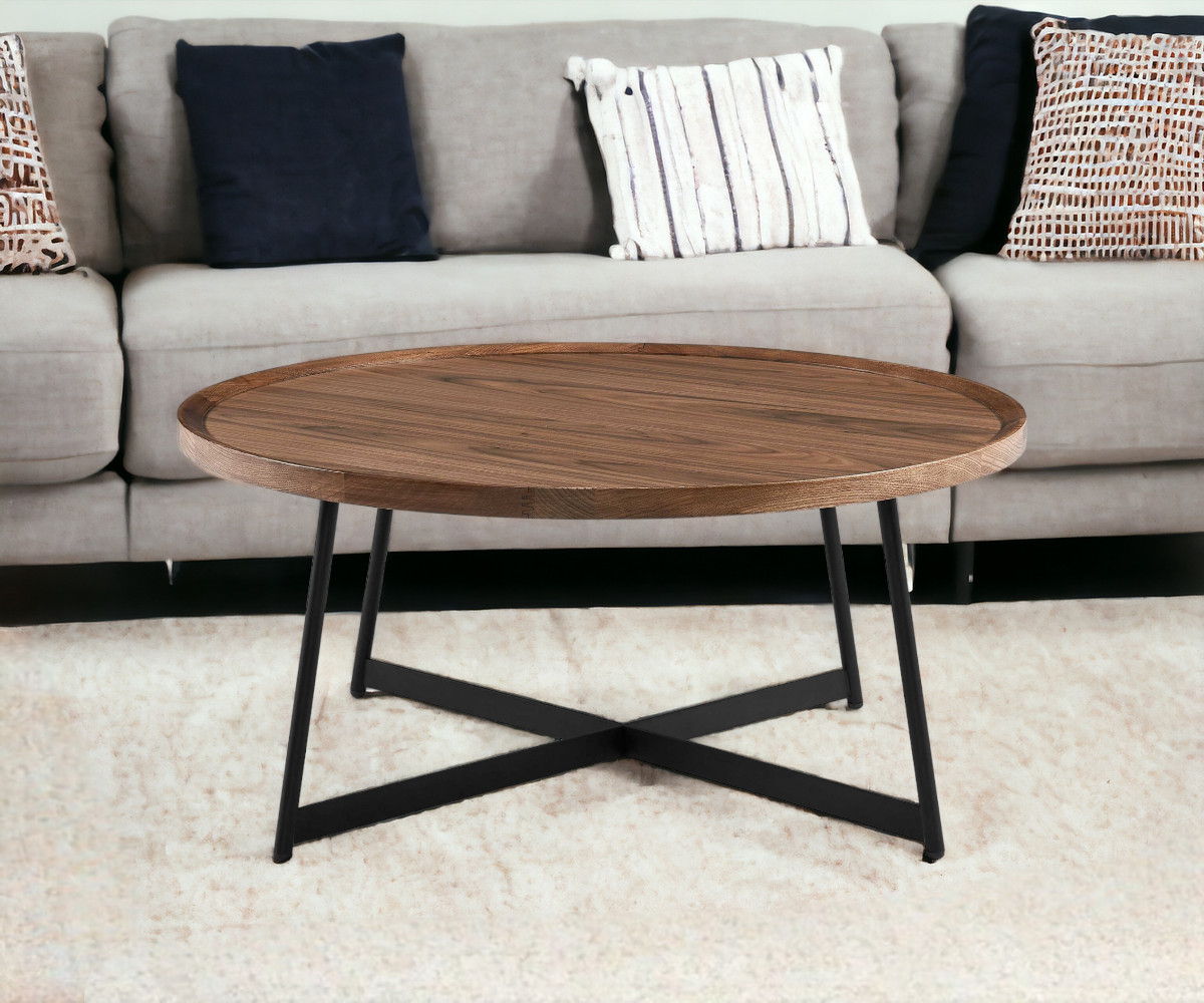 Round Coffee Table - Black / Walnut