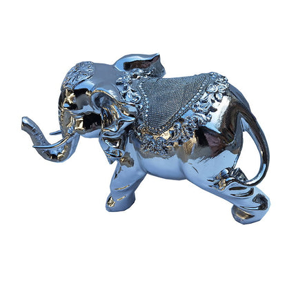 Ambrose Delightfully Extravagant Chrome Plated Elephant With Embedded Stone Saddle (12" X 6"W X 7. 5"H)