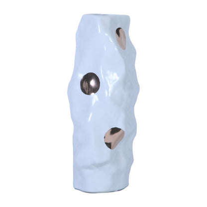 Modern And Elegant White Ceramic Vase With Gold Design