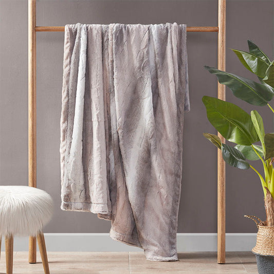 Oversized Faux Fur Throw - Grey