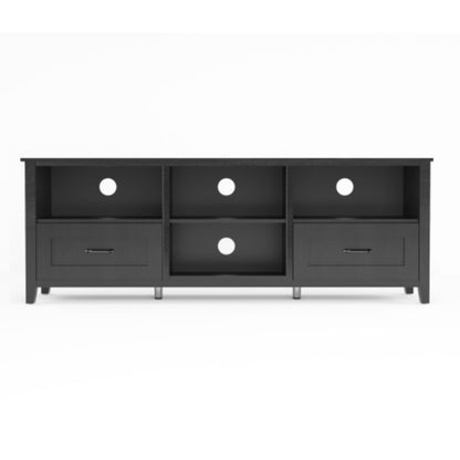 Open Shelving TV Stand With Bookcase And Two Drawers - Black