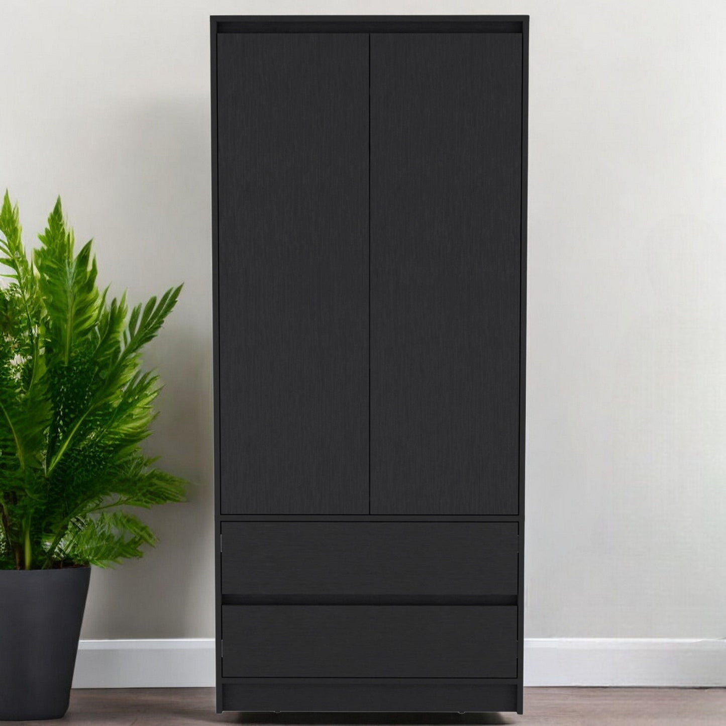 Two Drawer, Combo Dresser - Black