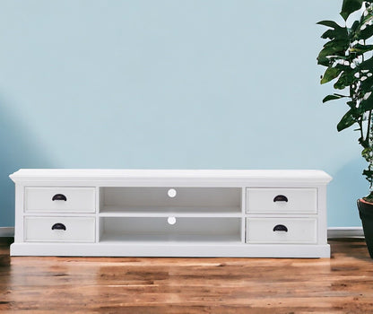 Classic Entertainment Unit With Four Drawers - White