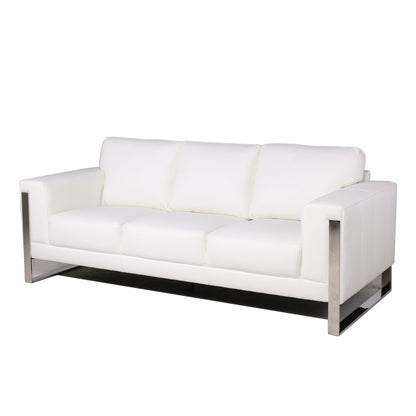 Modern Leather Metal Leg Sofa