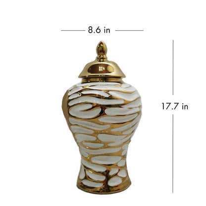 Charming Ginger Jar With Removable Lid - White / Gold