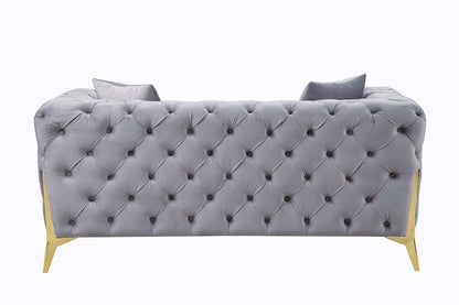 Jelanea - Loveseat - Gray Velvet & Gold Finish