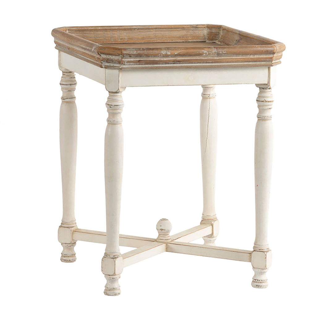 Square Alcott Table, French Countory Tray Table