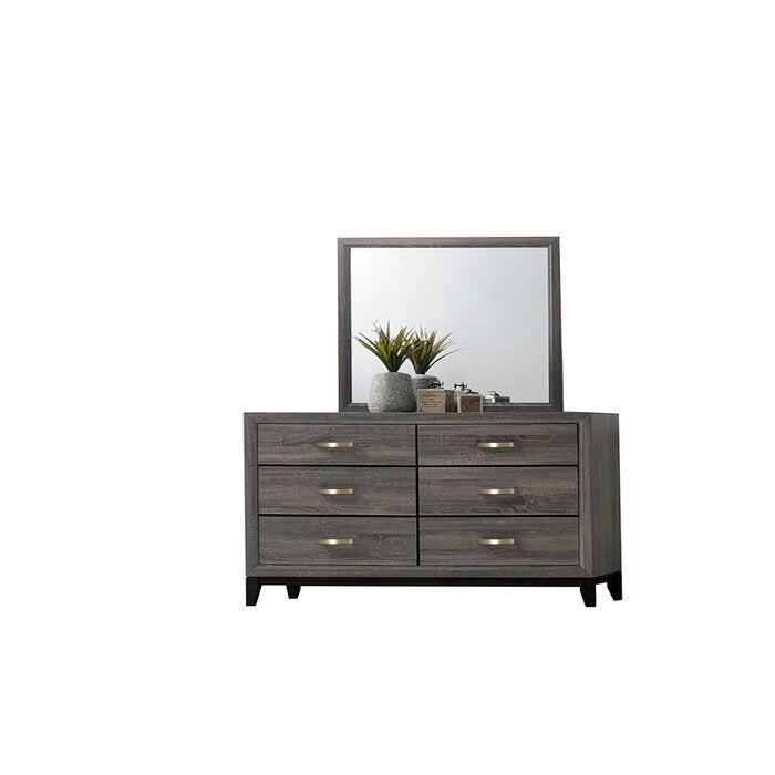 Sierra King 4 Pc Contemporary Bedroom Set Made with Wood in Gray