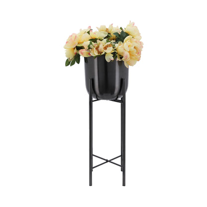 S/3 METAL PLANTERS ON STAND 40/30/20"H, GUNMETAL