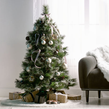 4.5’ Cashmere And Snow Bristle Mixed Tree With 37 Pine Cones And 295 Tips Without Light