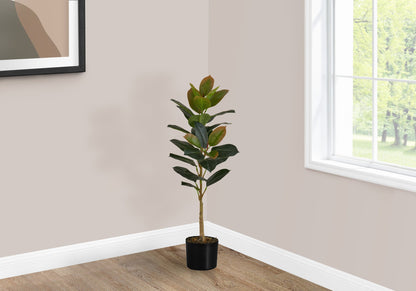 Artificial Plant, 40" Tall, Rubber Tree, Indoor, Faux, Fake, Floor, Greenery, Potted, Real Touch, Decorative - Green / Black