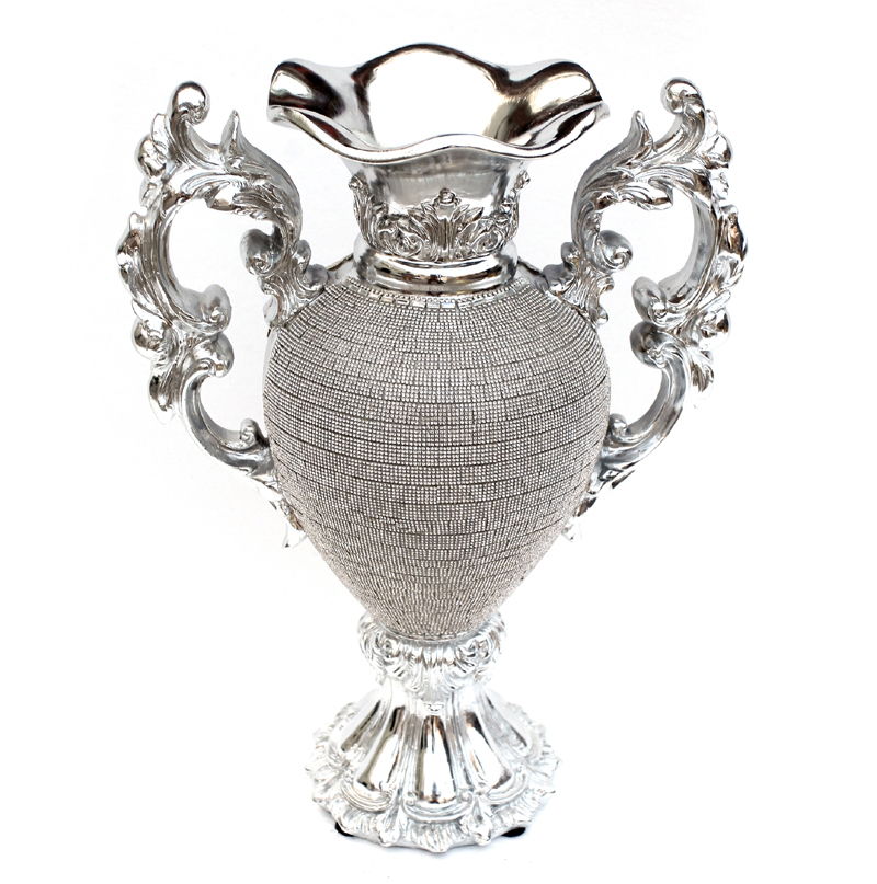 Ambrose Chrome - Plated Crystal Embellished Ceramic Vase - Silver