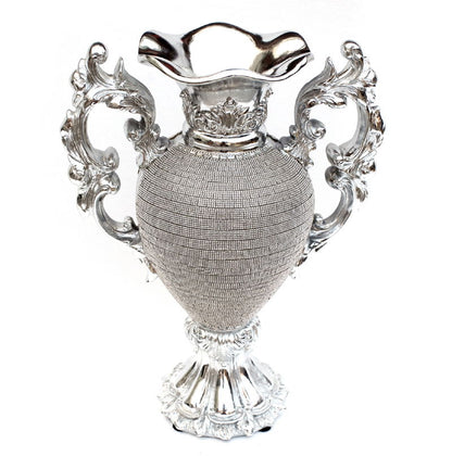 Ambrose Chrome - Plated Crystal Embellished Ceramic Vase - Silver